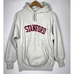 Stanford Hoodie Sweatshirt Mens Medium Gray MV Sport Pro Weave Vintage USA Made